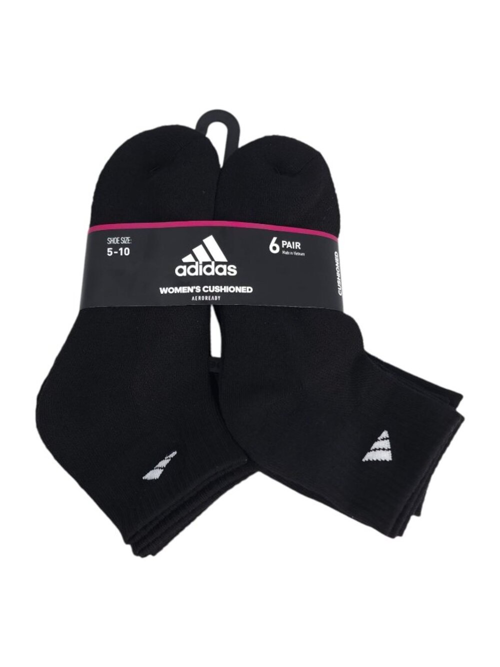 Adidas Womens Cushioned AEROREADY Socks 6 Pair Black Size 5-10 Comfortable
